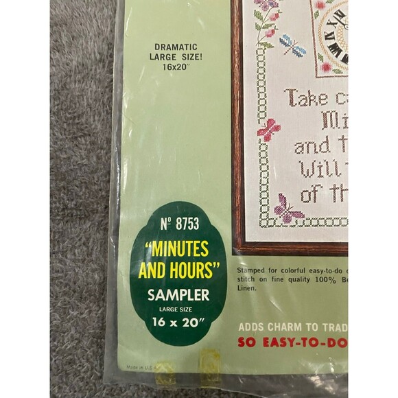 Bucillas Needlework Kit 16" x 20" No. 8753 Minutes and Hours Large Size Sampler - Picture 4 of 7